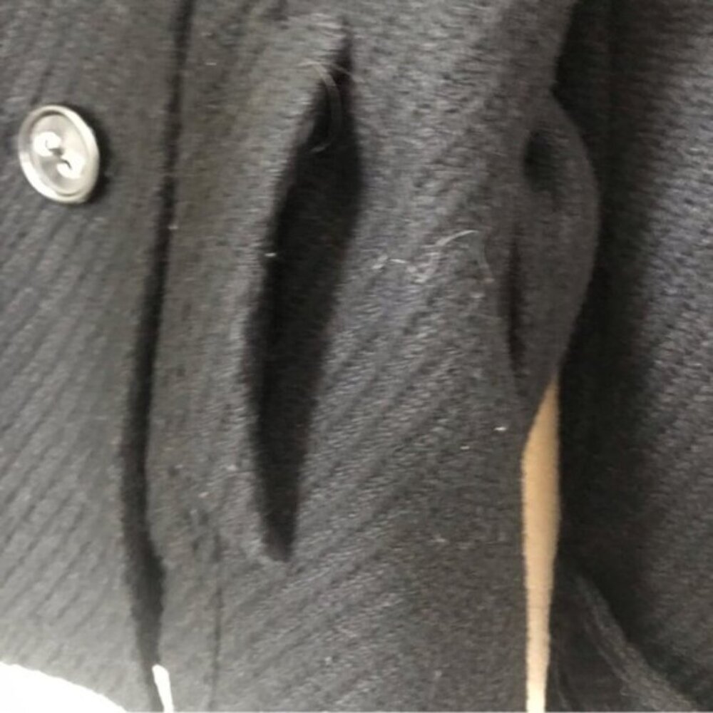 2 Xpose Boucle Pea Belted Coat Removable Fur Collar Pockets Texture Wool Short L - Picture 9 of 16